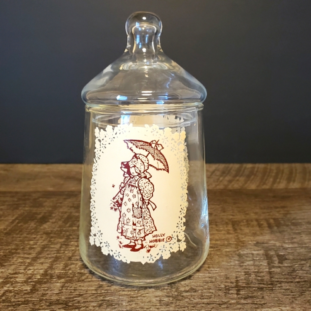 Vintage Holly Hobbie Design Glass Jar